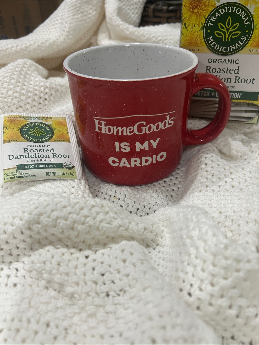 HomeGoods Red Ceramic Mug "HomeGoods Is My Cardio" dishwasher/microwave safe